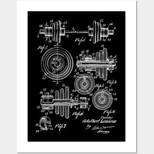 Dumb Bell with Adjustable Weight Vintage Patent Hand Drawing Posters and Art